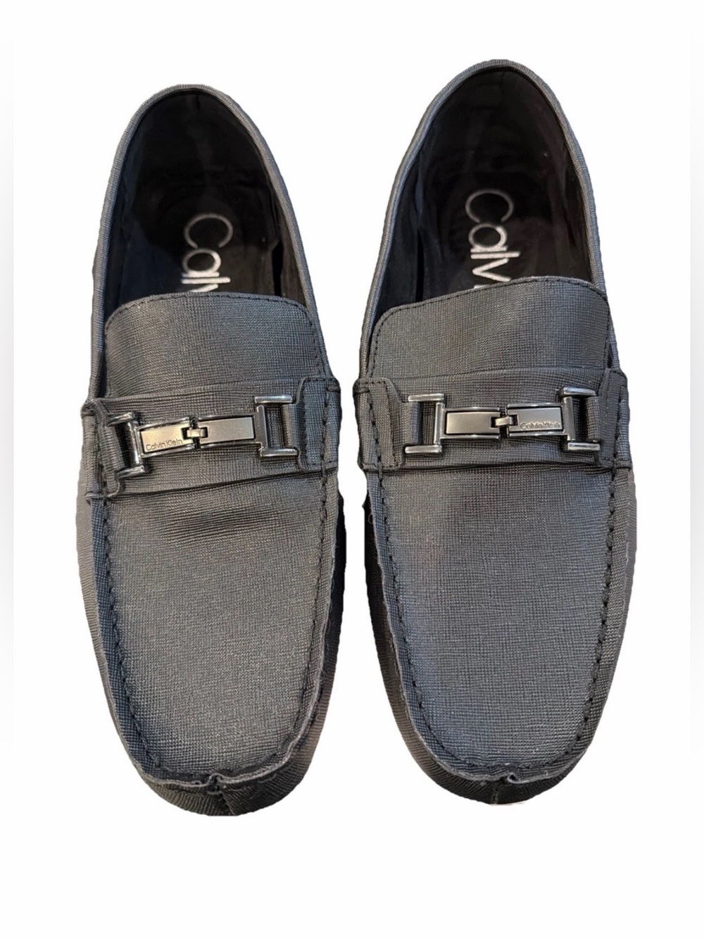 Calvin Klein men’s magnus loafers- size 12m - black weave embossed